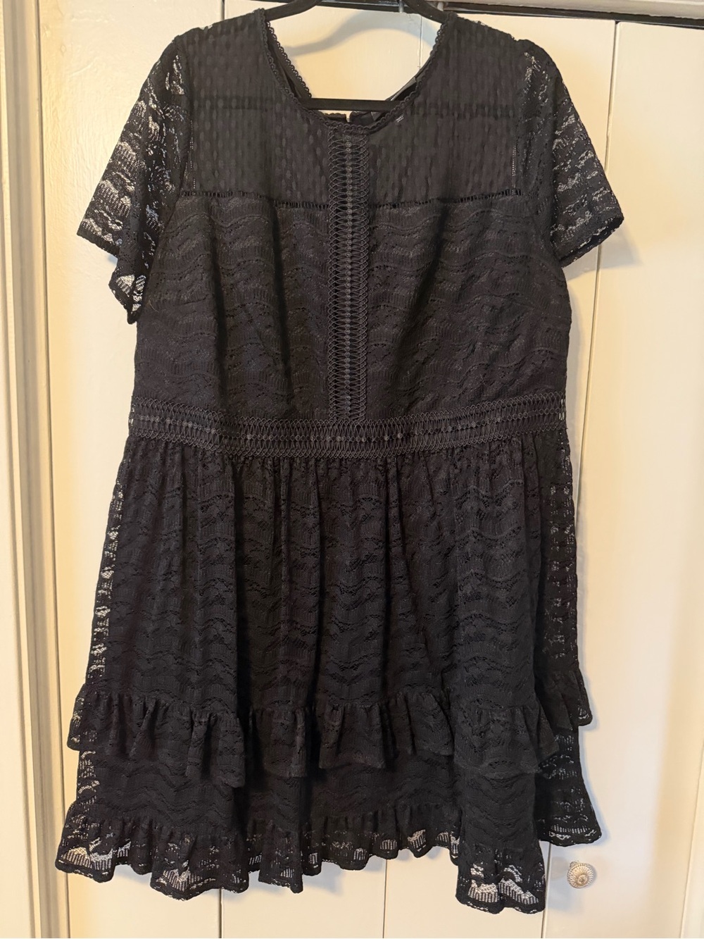 Lane Bryant Black Lace Short Sleeve Tiered Wedding Dress